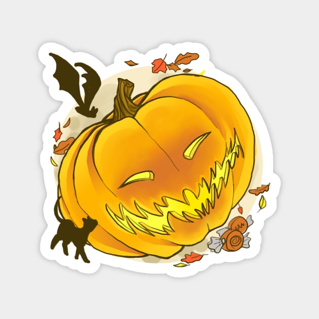 Jack-o-lantern - Spooky Halloween Pumpkin Design Magnet by sheehanstudios