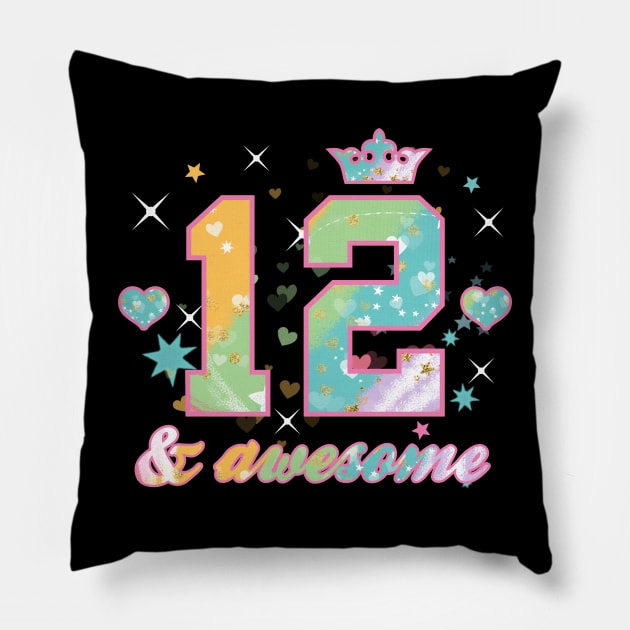 12th Birthday 12 & Awesome Girls Pillow by FloraLi