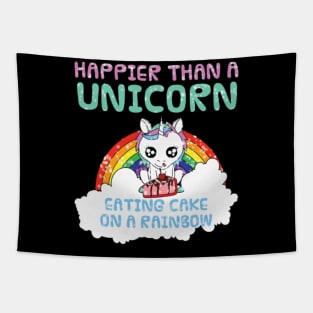 Happy - Unicorn - Cake - Rainbow - Gift Tapestry