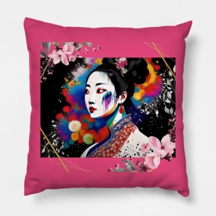 Before you speak, Is it true, is it kind, is it necessary? Asian Geisha Girl Pillow