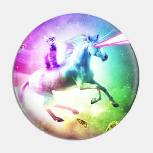 Space Cat Riding Unicorn - Laser, Tacos And Rainbow Pin