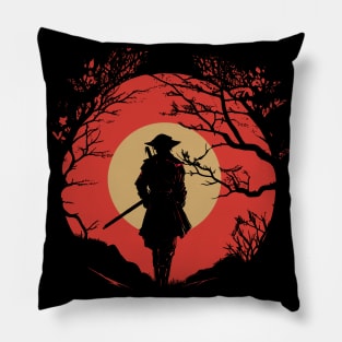 Red moon Samurai Pillow