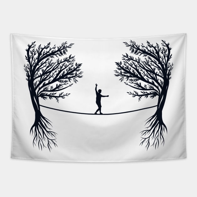 Trickline Trainer Monkey Slackliner Profis Slackline Tapestry by GraphicsLab