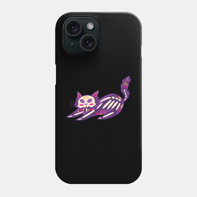 Muerte Cat Stretch Phone Case by Spatski