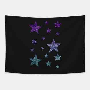 Purple Teal Ombre Faux Glitter Stars Tapestry