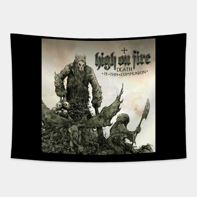 High On Fire Death Is This Communion Album Cover Tapestry by Mey X Prints