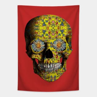 Yellow Flower Skull V.2 Tapestry