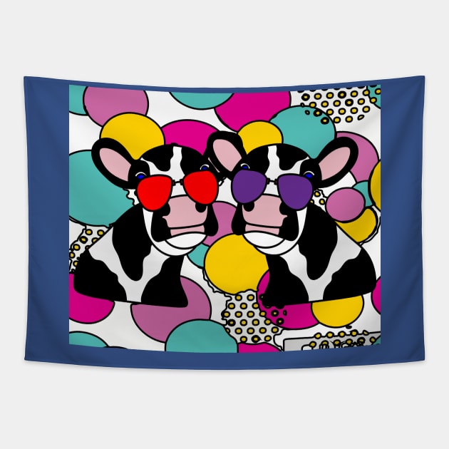 Funny Cow With Sunglasses Muh Tapestry by flofin