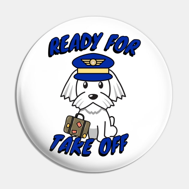 Cute White dog is a pilot Pin by Pet Station