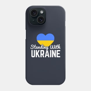 Standing With Ukraine, Ukrainian Flag Heart Phone Case