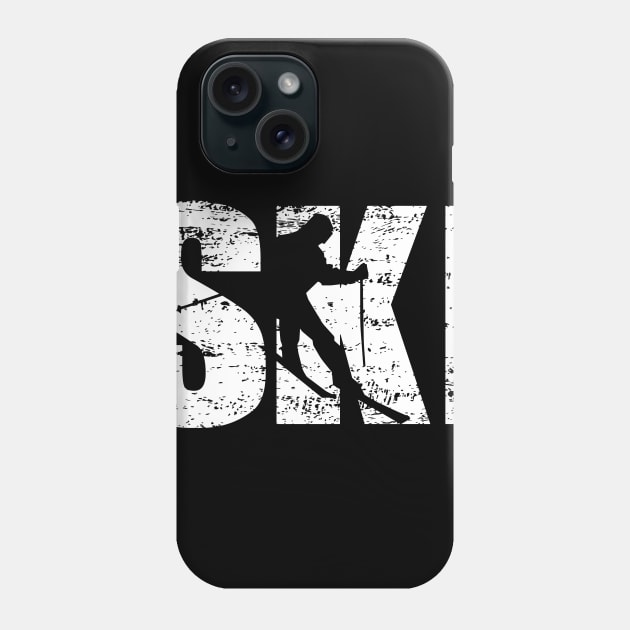 Distressed Look Skiing Gift For Skiers Phone Case by OceanRadar