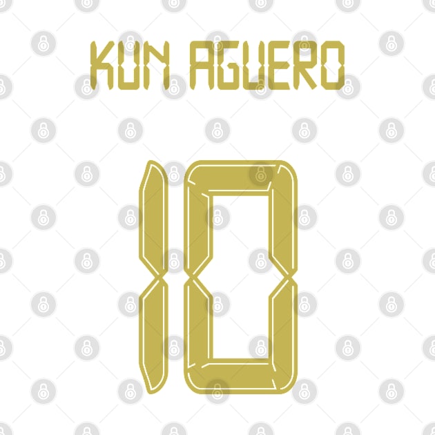 Kun Aguero Man City 10 gold shirt by Alimator