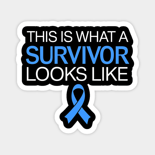 This Is What a Survivor Looks Like - Colon Cancer Awareness Blue Ribbon Magnet by ArtistTee ⭐⭐⭐⭐⭐