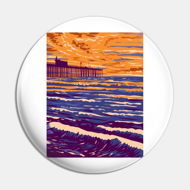 Pismo Beach Pier in Pismo Beach California WPA Poster Art Pin by retrovectors