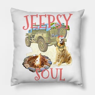 Jeepsy Soul Golden Retriever Pillow