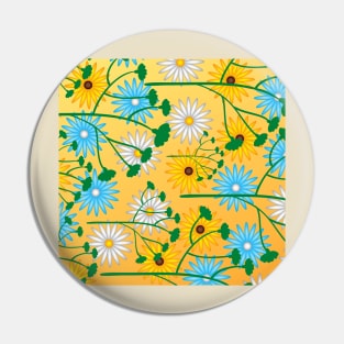 Green Floral  Daisy Flowers Pin