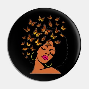 Melanin Afro Black Woman Butterfly African American Women Strong Pin