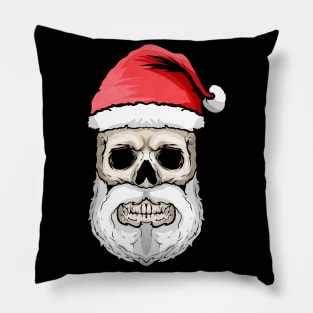 Skull Santa Hat And Beard Christmas Halloween Hallowxmas Pillow