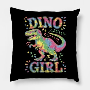 Dino Girl Dinosaur Lover Tie Dye Cute T-rex Halloween Pillow