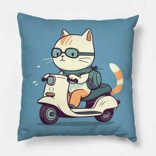 Cat riding scooter Pillow