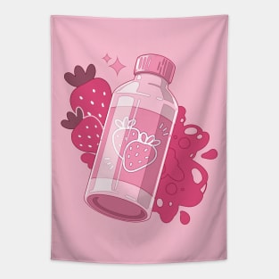 The cute pink strawberry milk bottle Tapestry