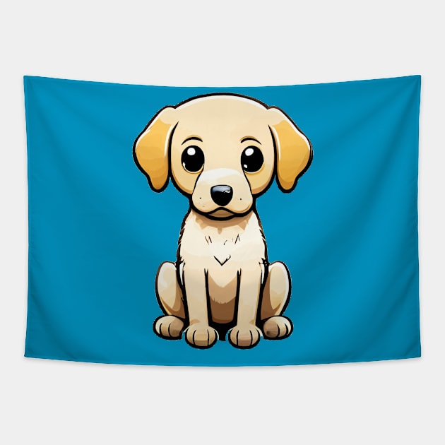 Kawaii Yellow Labrador Retriever Dog Tapestry by tdraw