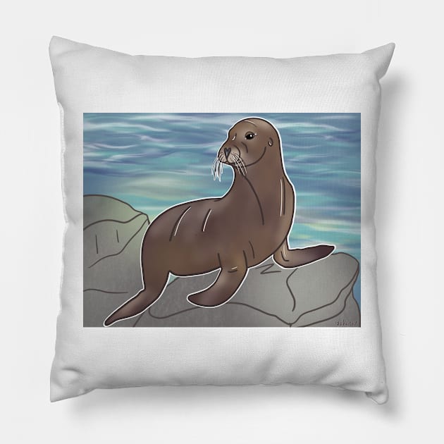 California Sea Lion Pillow by eeliseart