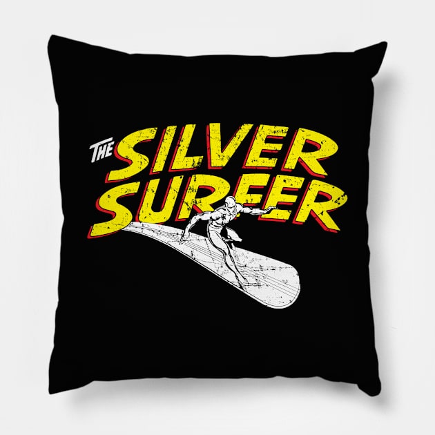 Classic Silver Surfer V2 (Grunged) Pillow by TonieTee