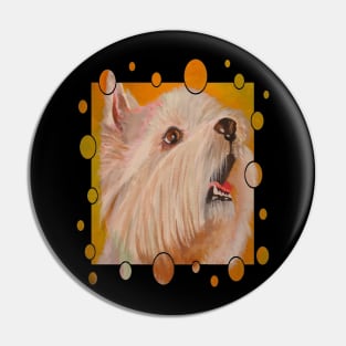 Cute West Highland White Terrier Portrait Vector Pin