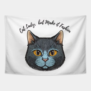 Whimsical Cat Portrait Tapestry