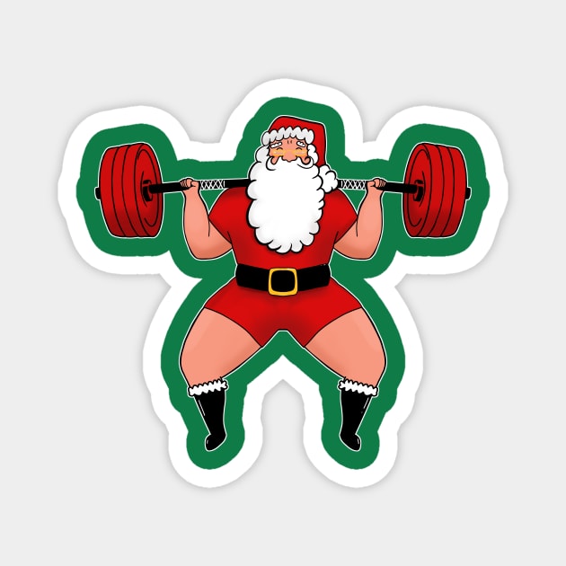 Squat Santa Training Squats with Santa for Lifting lovers Gym design Magnet by SusanaDesigns