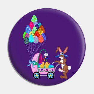 Easter Bunny and Chicks Baby Carriage Stroll Pin