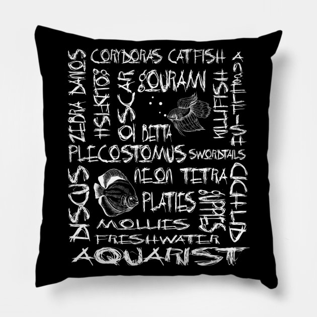 Aquarist Gifts Hobbyist Freshwater Aquarium Fishes Biologist Pillow by Envision Styles