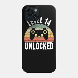 Level 14 Unlocked T-Shirt - 14th Birthday Gamer Gift - Fourteenth Anniversary Gift Phone Case