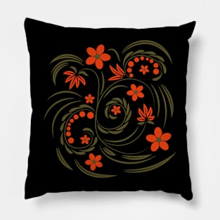 Folk flowers floral art print Flowers abstract art Pillow