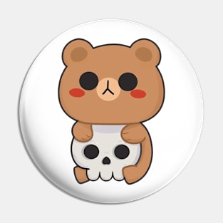 Bear And Skull Happy Halloween Pin