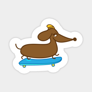 Skater Dachshund Skateboard Magnet