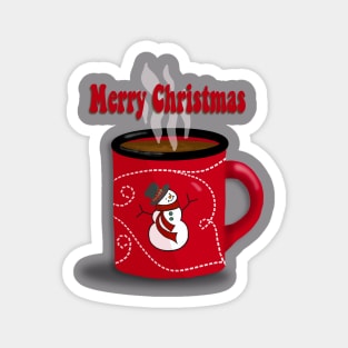 Merry Christmas Snowman Mug Magnet