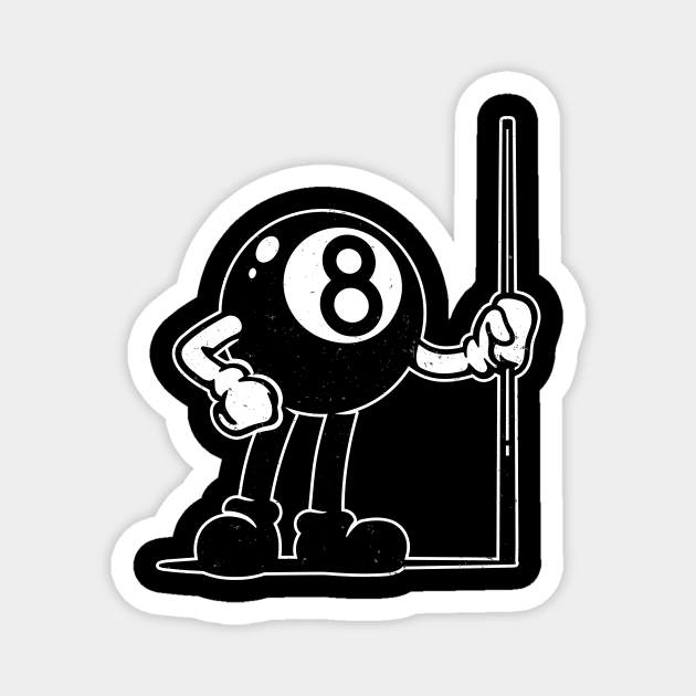 Billiards Cue Sports 8-Ball vintage Cartoon Magnet by Foxxy Merch