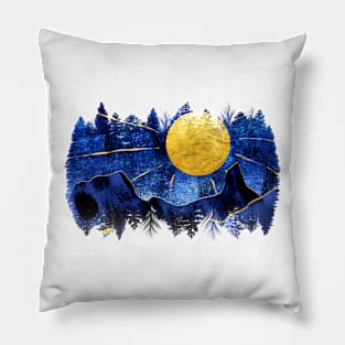 Bue Mountains by Golden Sunset Pillow