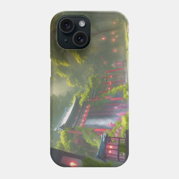 Japanese Torii Gate in a Fantasy Forest Phone Case by cocorf