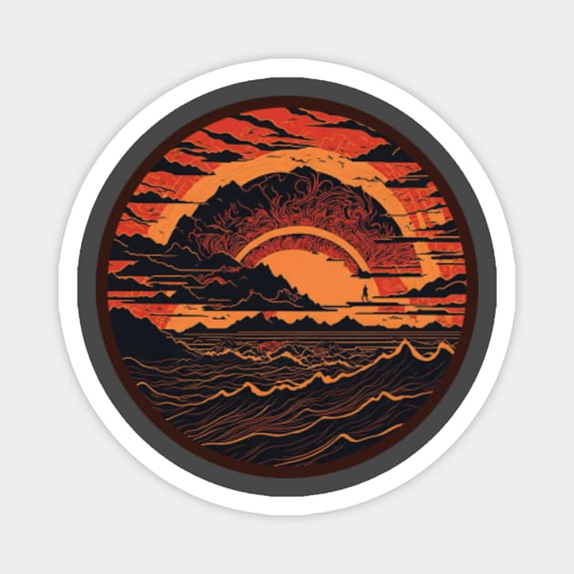 Retro Euphoric Sunset Magnet by Jedistudios 