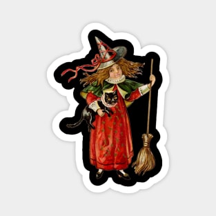 Halloween Witch and Cat Magnet