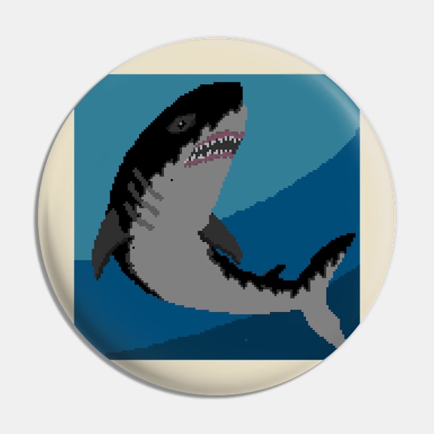 Pixel Megalodon - Creme Pin by Design Fern