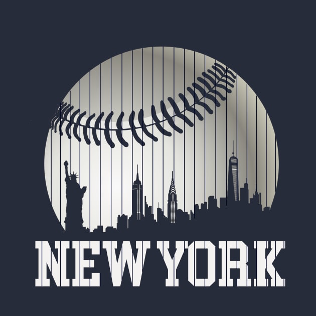 New York NY Skyline Baseball Stripes For Game Day Retro Style by Hong Lien 