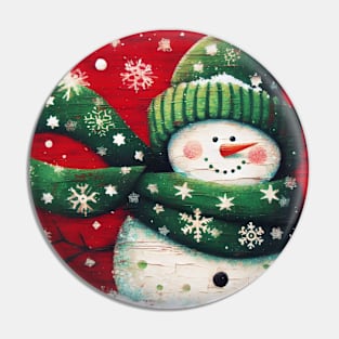 Vintage Folk Art Snowman Pin