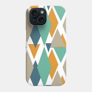 Turquoise Blue Orange Tan Triangles Mid Century Pattern Phone Case