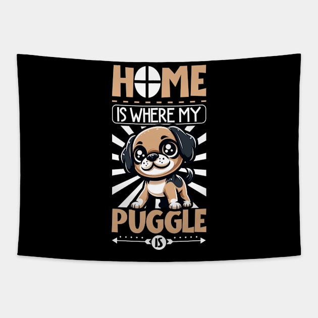 Home is with my Puggle Tapestry by Modern Medieval Design