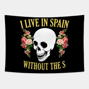 I Live in Spain Floral Vintage Tapestry