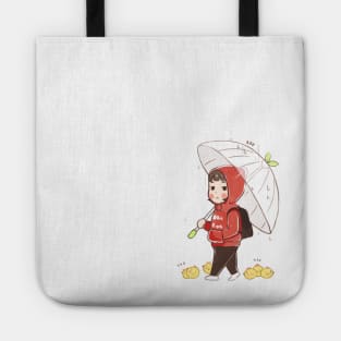 Girl in Red Hoodie Tote